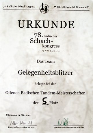 Urkunde Tandem-Turnier