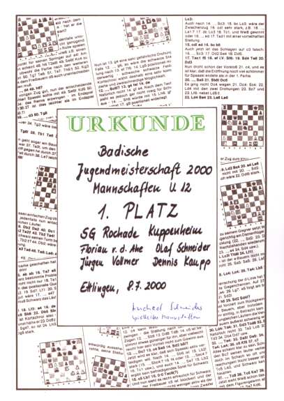 Urkunde Badischer Meister 2000