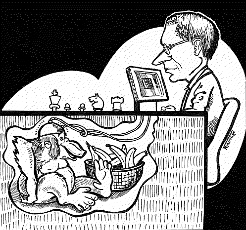 Karikatur Matthias W&uuml;llenweber, Fritz-Bediener