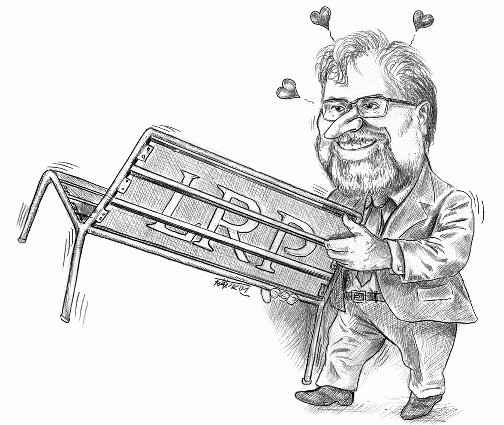 Karikatur Hans-Walter Schmitt und der neue Sponsor