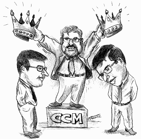 Karikatur Wladimir Kramnik und Vishy Anand