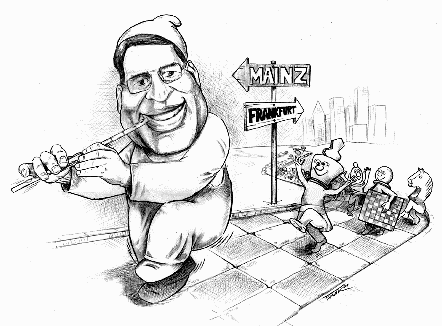 Karikatur: Der Wechsel der Chess Classic von Frankfurt nach Mainz