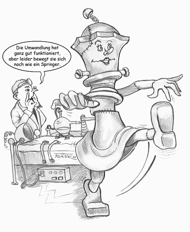 Schach-Karikatur: Frankenstein