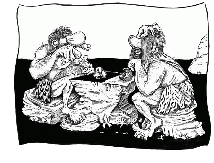 Schach-Karikatur Urzeitschach